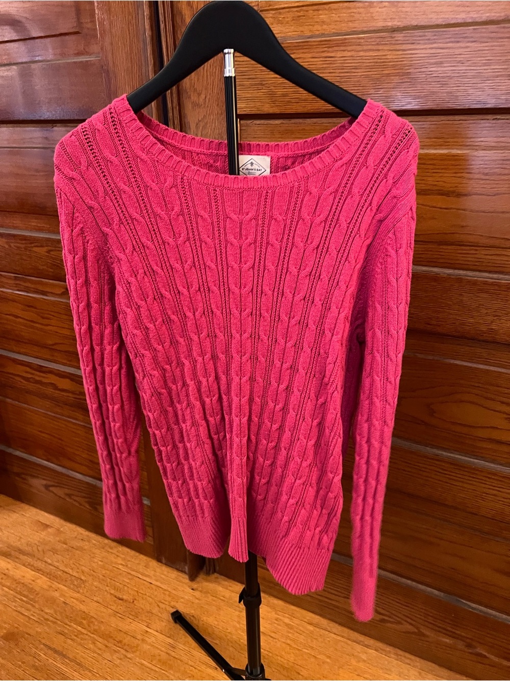St. John's Bay Cable-Knit Crewneck Sweater - Hot Pink